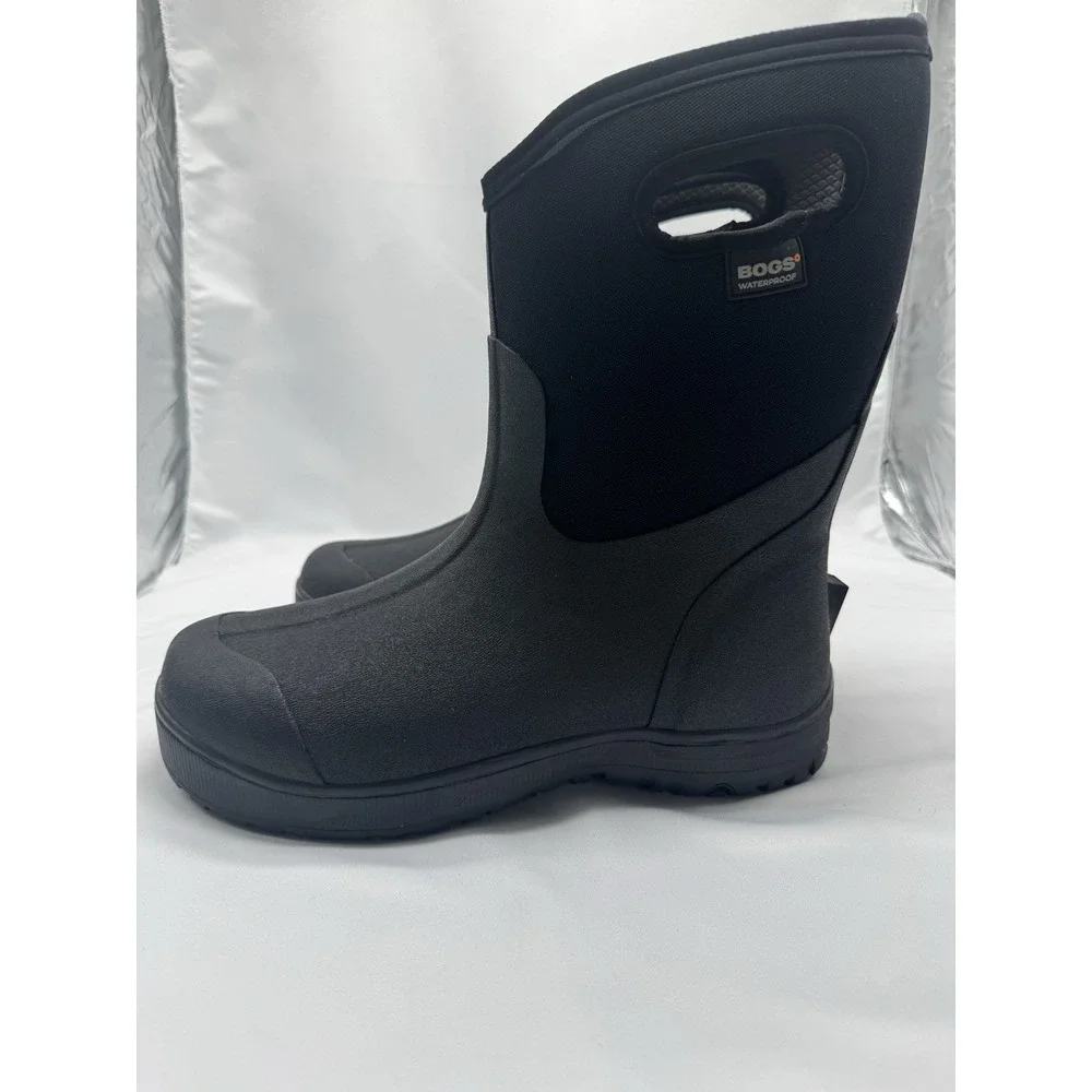 BOGS Ultra Mid Mens 10 Waterproof Insulated Pull On Winter Rain Work Boots Black